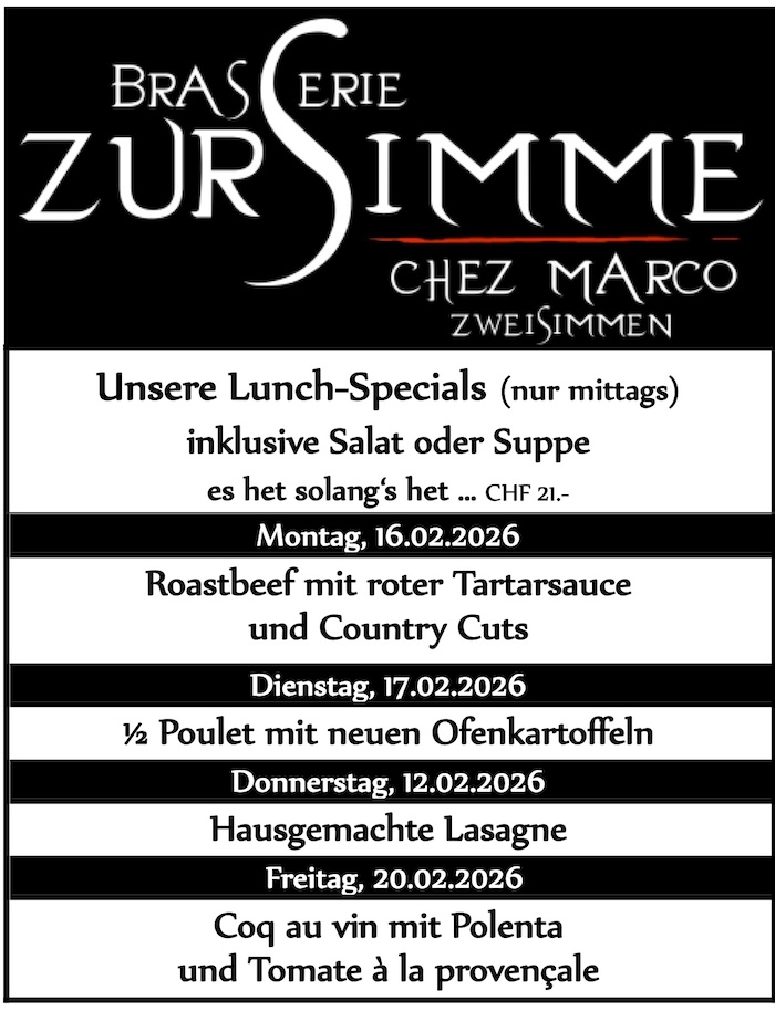 Mittagsmenü Brasserie zur Simme